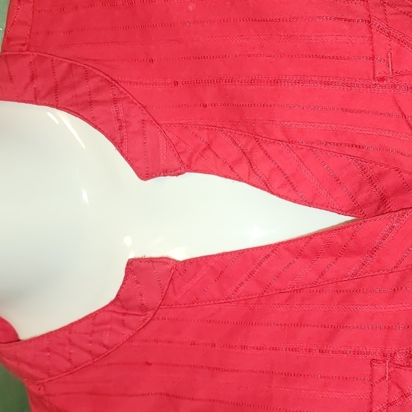 Faded Glory Stretch Womans Red Button Down Shirt Top Blouse Size Xl - Picture 4 of 5